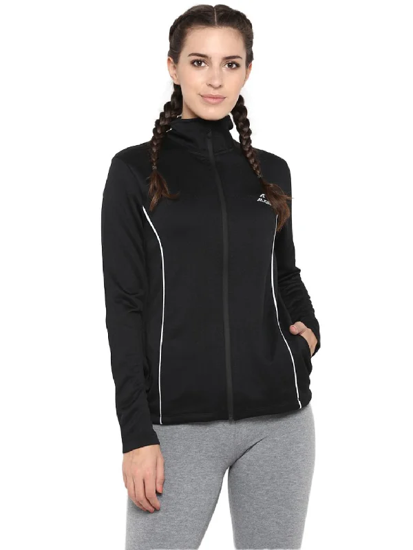 Alcis Women Black Solid Jackets Hooded Jacket Caped Jacket Shawl Collar Jacket