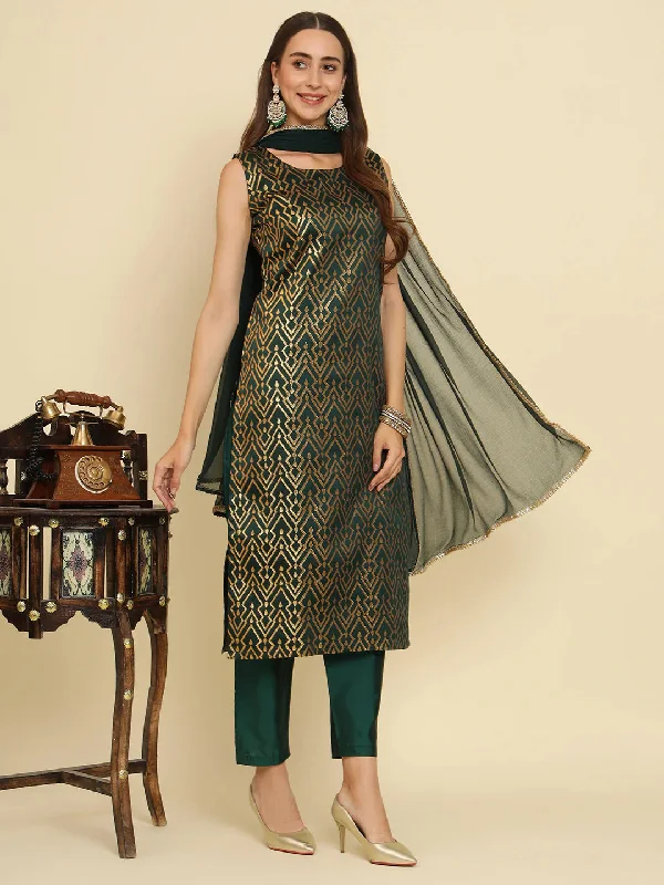 Green Trendy Designer Readymade Silk Blend Pant Suit With Embroidery Printed Work Formal Slim Pants