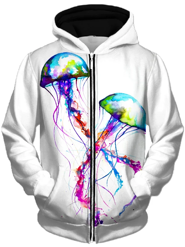 Narasumas Print Unisex Zip-Up Hoodie Hoodie with Crew Neck Simple Timeless
