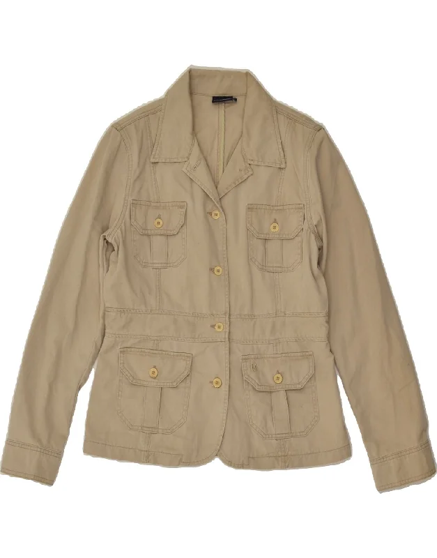 CONTE OF FLORENCE Womens 4 Button Blazer Jacket IT 44 Medium Beige Cotton Hoodie Zip-Up Jacket Button-Up Jacket