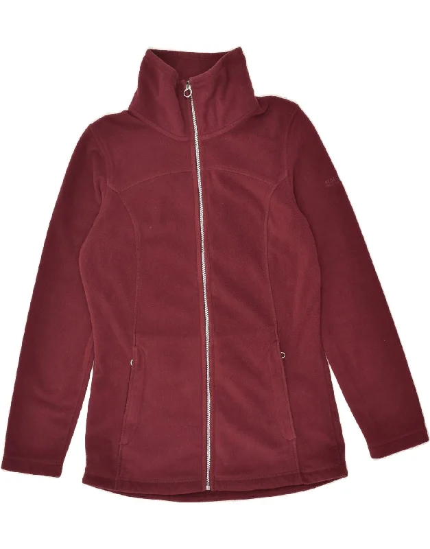 REGATTA Womens Fleece Jacket UK 12 Medium  Maroon Polyester Welt Pockets Slit Pockets Flap Pockets