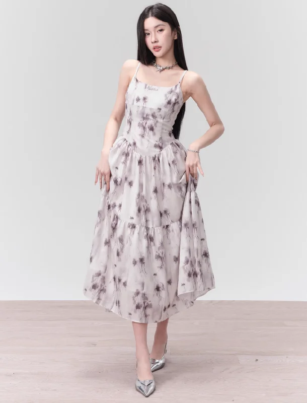 Rain Ink Style Blooming Suspender Dress FRA0112 Maxi Flowy Bohemian