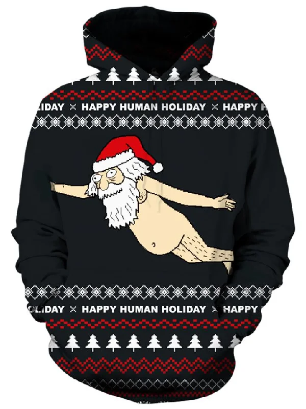 Ugly Santa Unisex Hoodie Hoodie with Rolled Sleeves Casual Relaxed