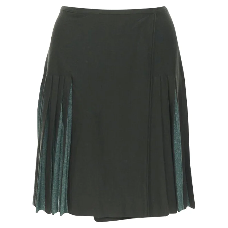 Alaia wool blend pleated hem wrap skirt linen skirt relaxed