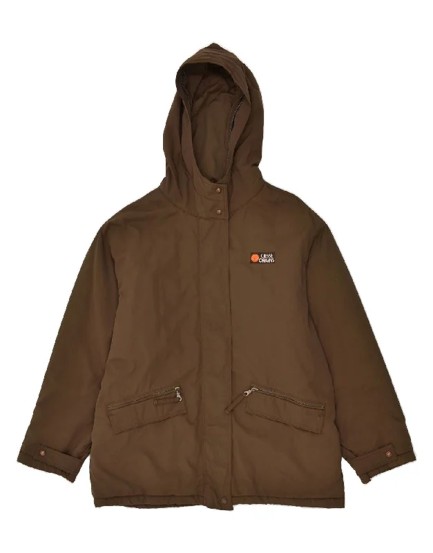 CIESSE PIUMINI Womens Hooded Windbreaker Jacket IT 48 XL Brown Fleece Jacket Down Jacket Feather Jacket