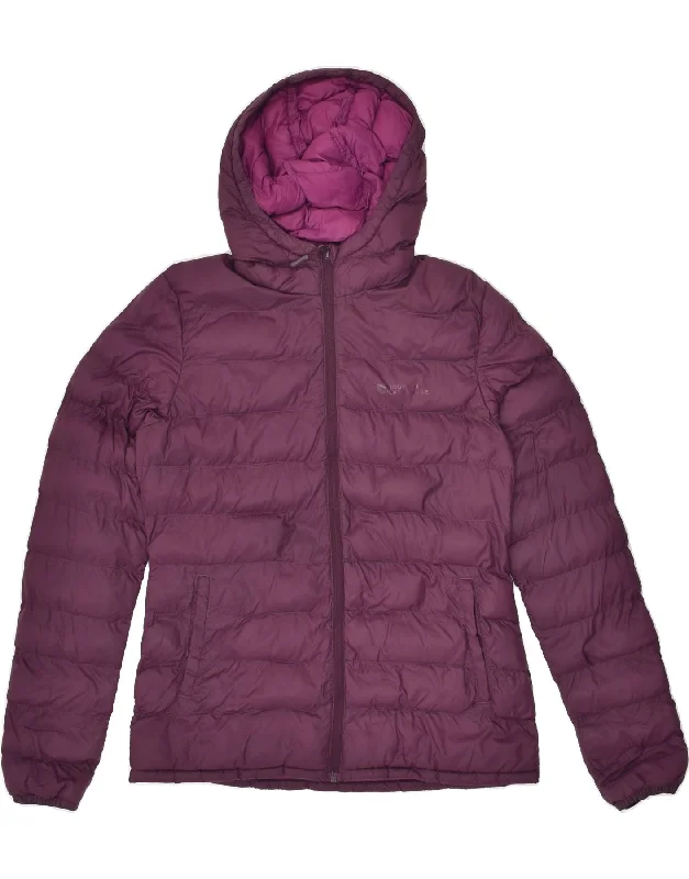 MOUNTAIN WAREHOUSE Womens Hooded Padded Jacket UK 10 Small Purple Mesh Jacket Canvas Jacket Denim Jacket