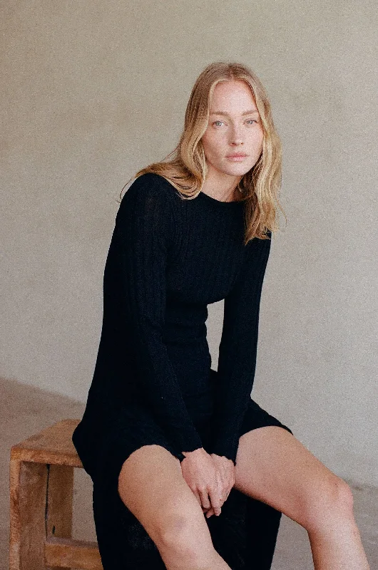 Knit Sweater Ribbed Long Sleeve Maxi Dress Long Sweater Short Sweater Cropped Sweater