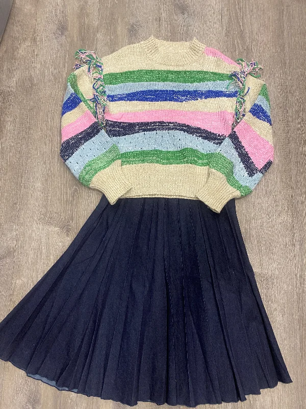 FRINGED STRIPED SWEATER Jersey Fabric Tulle Fabric Batik Fabric