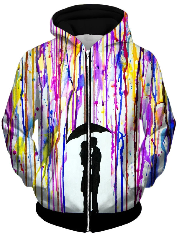 Lavender Unisex Zip-Up Hoodie Hoodie with Gradient Ombre Colorful