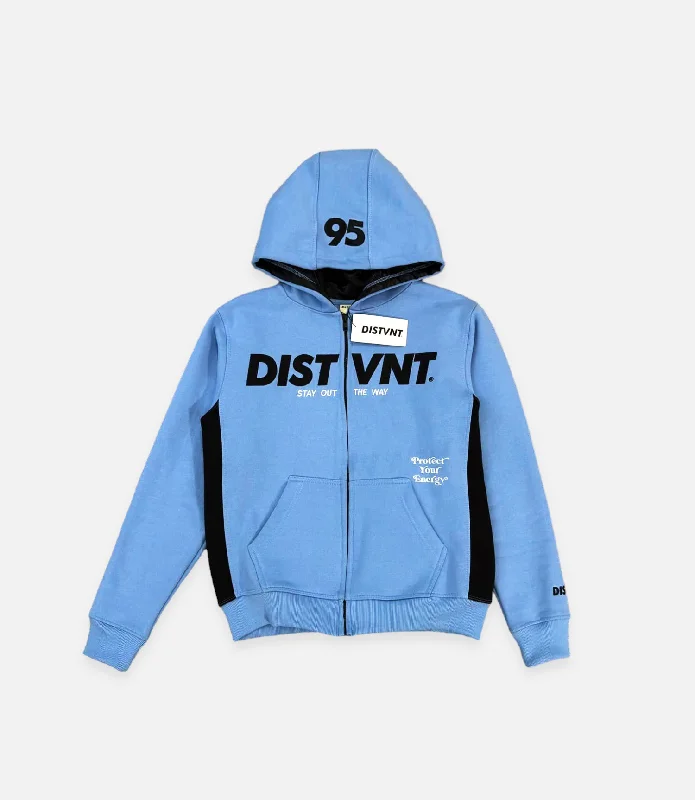 Two Tone Zip-Up Hoodie (Light Blue)(Satin Lined) Hoodie with Fur Luxurious Winter