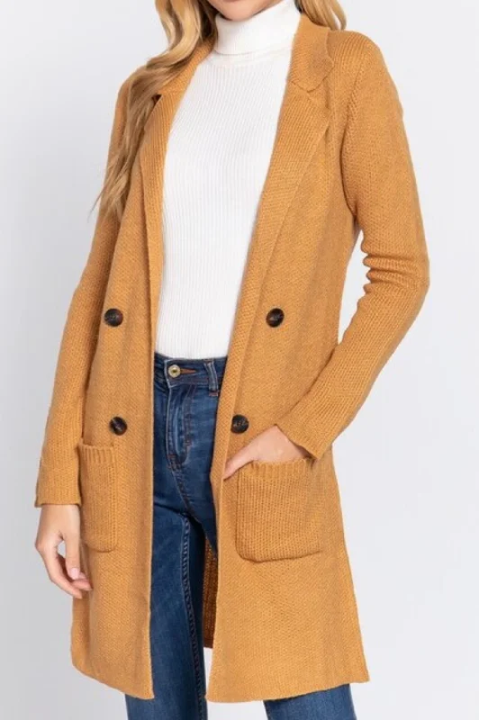 Women's Long sleeve notched collar sweater jacket Terry Blend Velvet Blend Canvas Blend