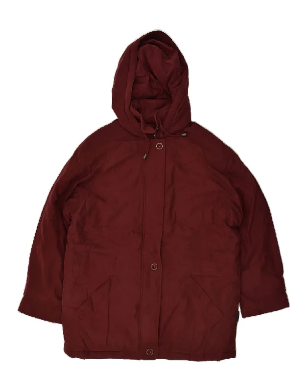 LONDON FOG Womens Hooded Windbreaker Jacket UK 14 Medium Burgundy Rayon Fabric Velvet Fabric Corduroy Fabric