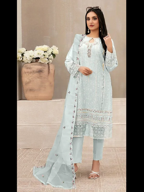 Sky Classy Designer Semi-Stitched Pant Suit With Embroidery Sequins Work Modern Stretch Trousers