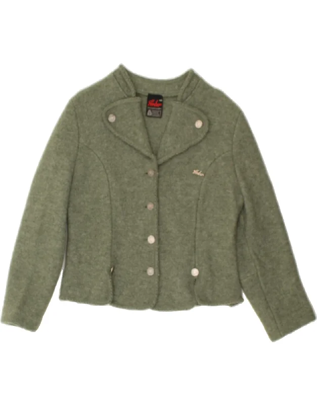 ARBEP Womens 4 Button Blazer Jacket EU 46 XL Green Wool Oversized Jacket Tailored Jacket Straight Jacket