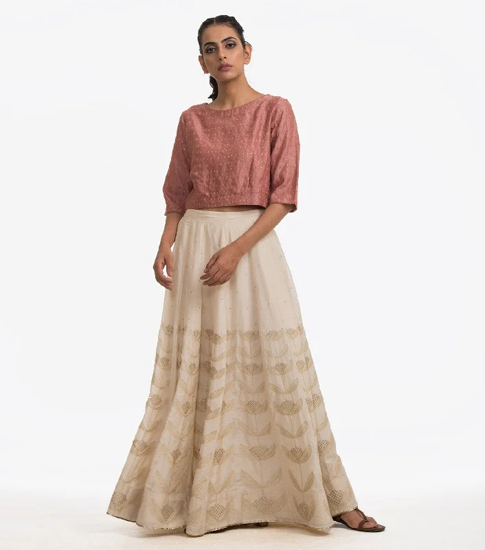 Natural cotton silk embroidered skirt boho skirt vibe
