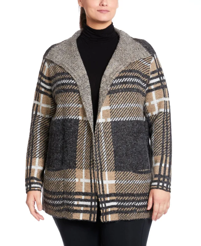 Joseph A Plus Size Short Drape Collar Coatigan Sweater Tailored Straight A-Line