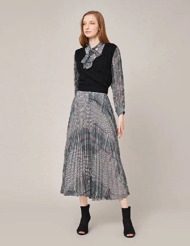 MARYLING SUNBURST ACCORDION-PLEAT GEORGETTE SKIRT denim skirt classic