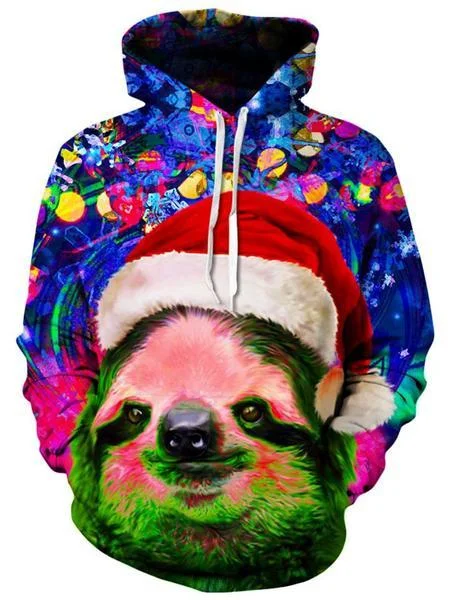 Christmas Sloth Unisex Hoodie Hoodie with Camouflage Military Edgy