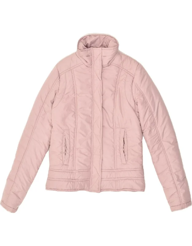 AMISU Womens Padded Jacket EU 36 Small Pink Polyester Hooded Jacket Caped Jacket Shawl Collar Jacket