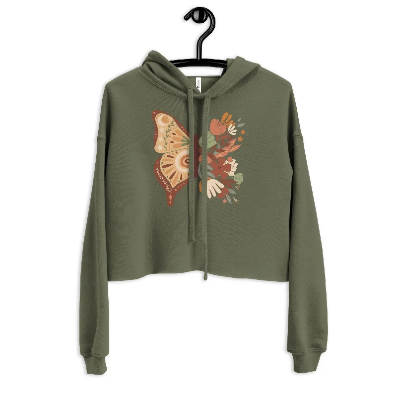 Overcome — Crop Hoodie Hoodie with Side Slits Relaxed Casual