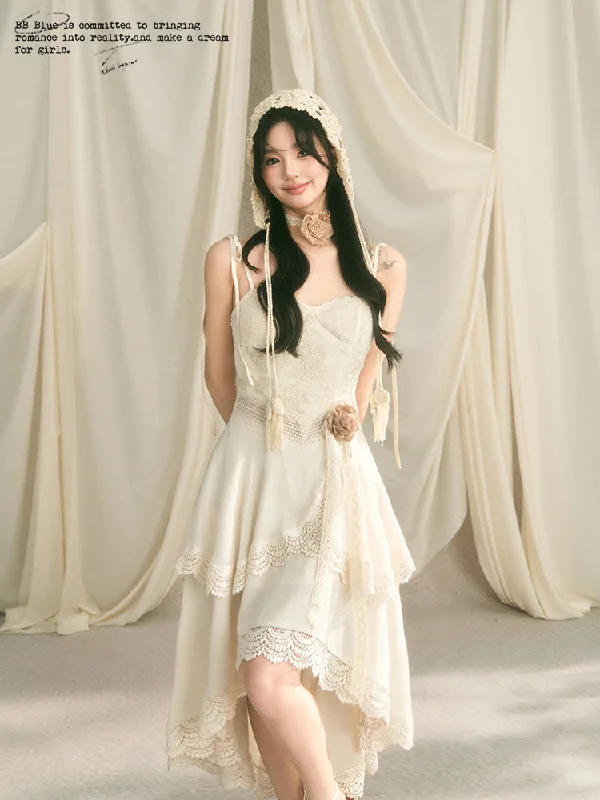 Rose Motif Lace Layered Camisole Dress BBB0058 Tunics Long Elegant