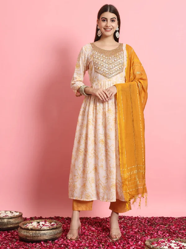 Cream Premium Designer Readymade Pant Suit With Embroidery Work Elegant Trouser Pants