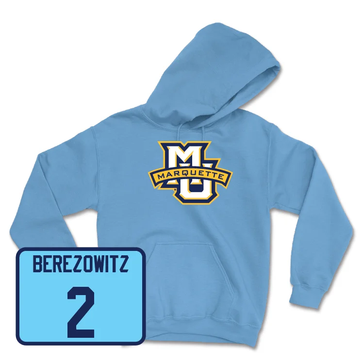Championship Blue Women's Volleyball Marquette Hoodie - Molly Berezowitz Hoodie with Button Classic Timeless