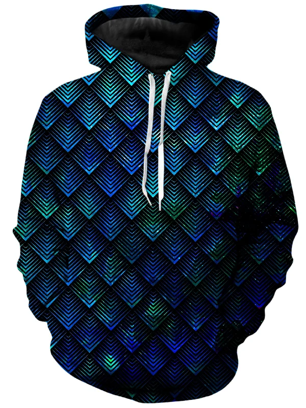 Galactic Dragon Scale Teal Unisex Hoodie Hoodie with Ribbed Cuffs Snug Fit Comfort