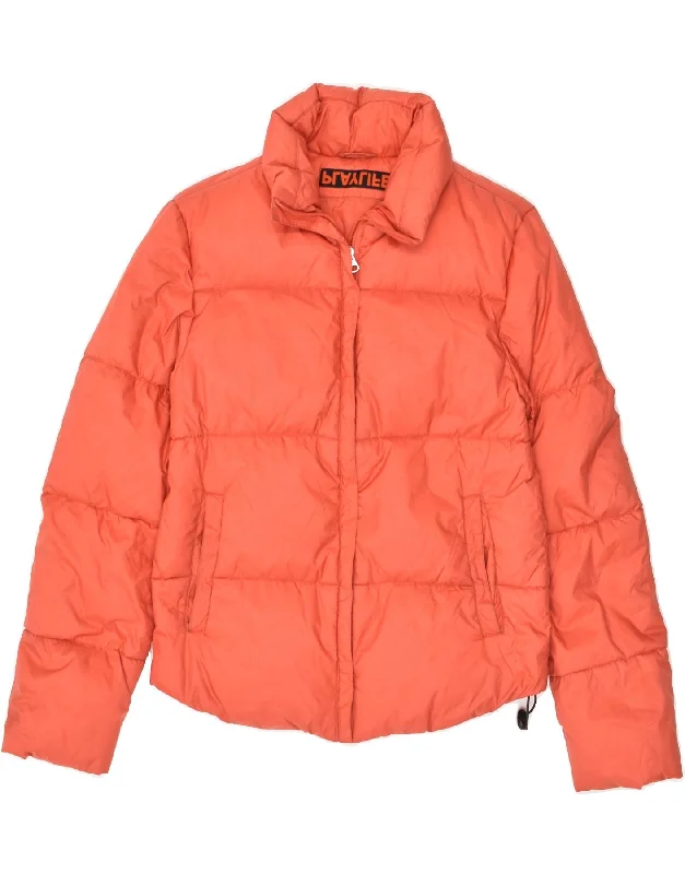 VINTAGE Womens Padded Jacket UK 12 Medium Orange Fitted Jacket Loose Jacket Oversized Jacket