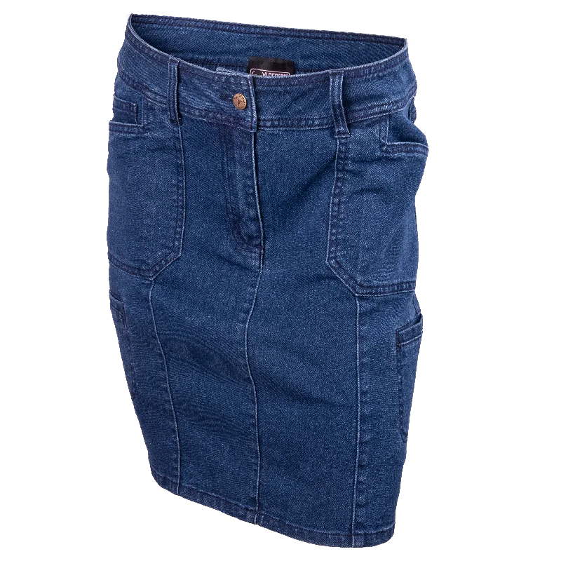 Wildebees WBL436 Indigo Stone Wash Ladies Stretch Denim Cargo Skirt silk skirt sleek
