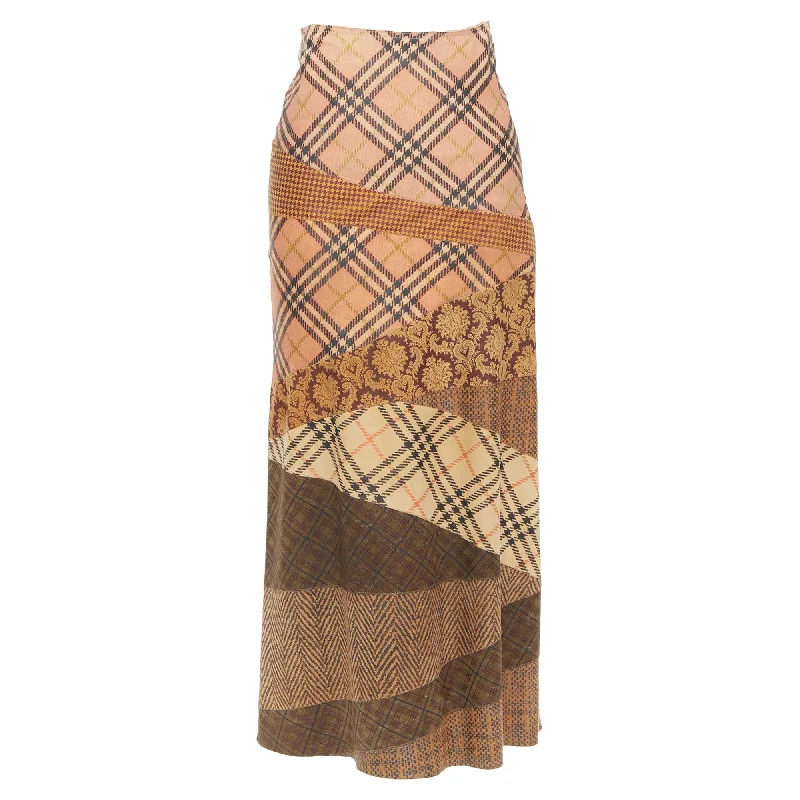 Roberto Cavalli Mixed Fabric Printed Leather Patchwork Skirt velvet skirt luxurious