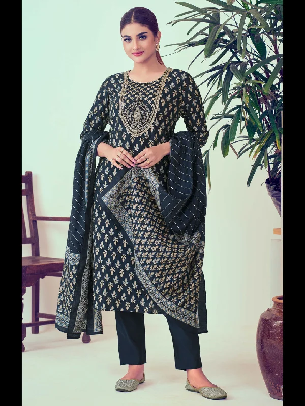 Teal Blue Designer Readymade Pant Suit With Printed Embroidery Work Wide-Legged Palazzos