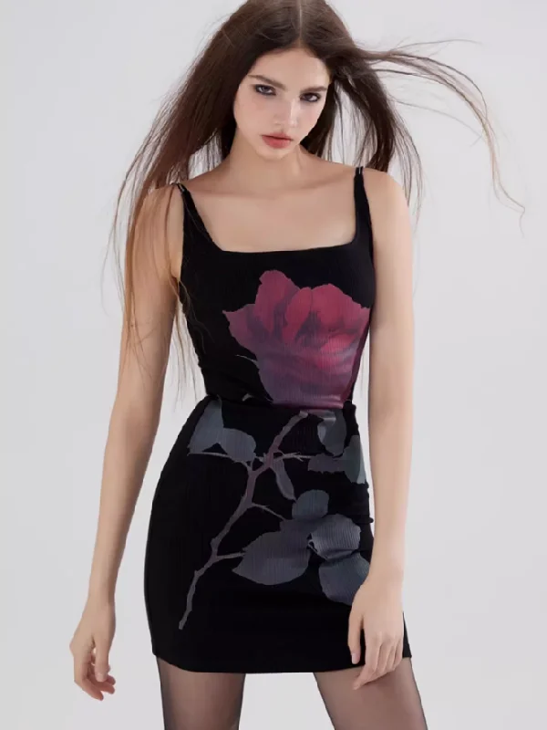Romantic Pure Desire Rose Suspender Dress WOO0078 Shift Classic Vintage