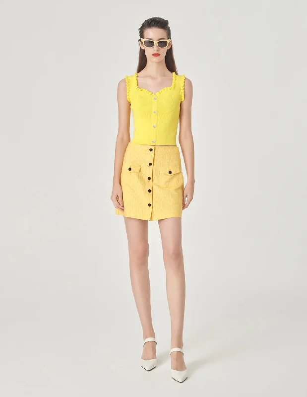 MARYLING Letter-Logo Jacquard Mini Skirt lace skirt elegant