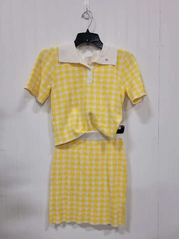Yellow Checkered Skirt Set ruffled skirt detail