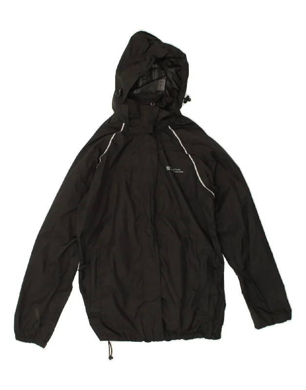 MOUNTAIN WAREHOUSE Womens Hooded Rain Jacket UK 10 Small  Black Nylon Fitted Jacket Loose Jacket Oversized Jacket
