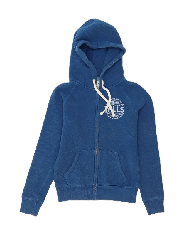 JACK WILLS Womens Zip Hoodie Sweater UK 8 Small Blue Cotton Wool Sweater Cotton Sweater Cashmere Sweater