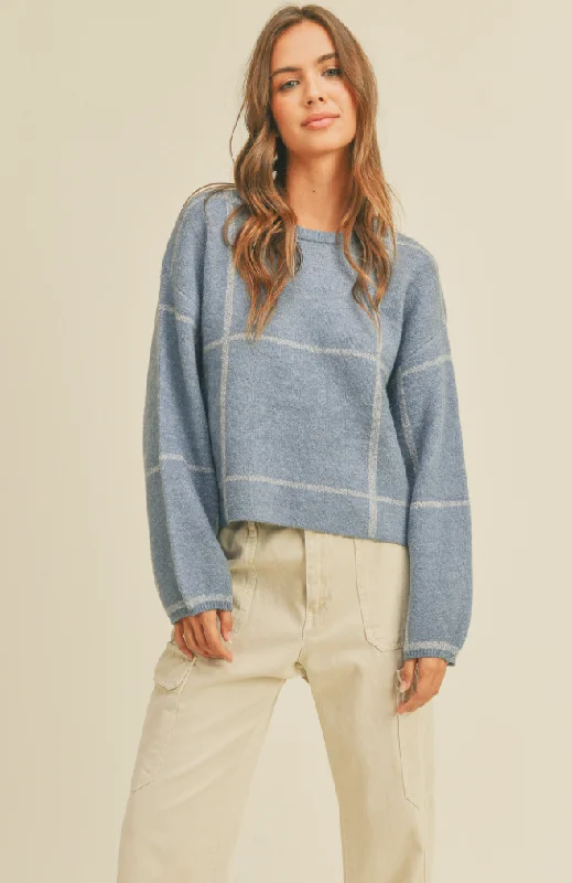 Grid Pattern Sweater Fleece Sweater Nylon Polyester