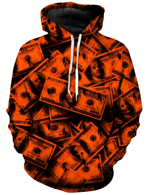 Orange Grunge Money Unisex Hoodie Hoodie with Magnetic Closure Innovative Modern