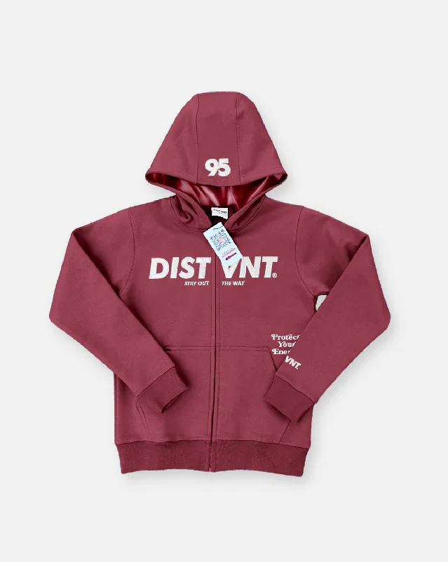 Zip-Up Hoodie (Satin Lined)(Maroon) Hoodie with Logo Branding Identity