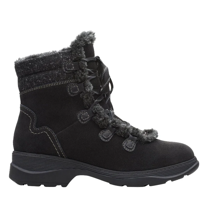 Clarks Aveleigh Edge 26163926 Womens Black Suede Lace Up Casual Dress Boots A-Line Day Work