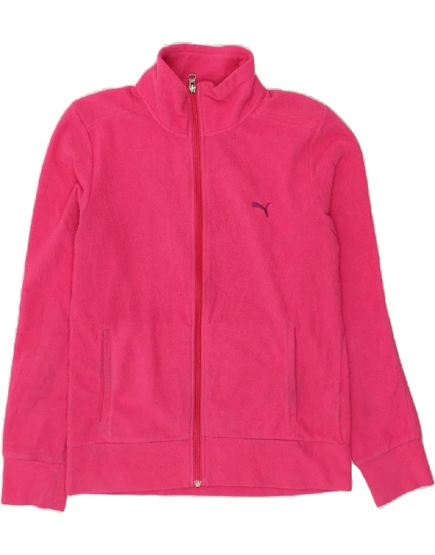 PUMA Womens Fleece Jacket UK 14 Medium Pink Cotton Jacket Linen Jacket Terry Jacket