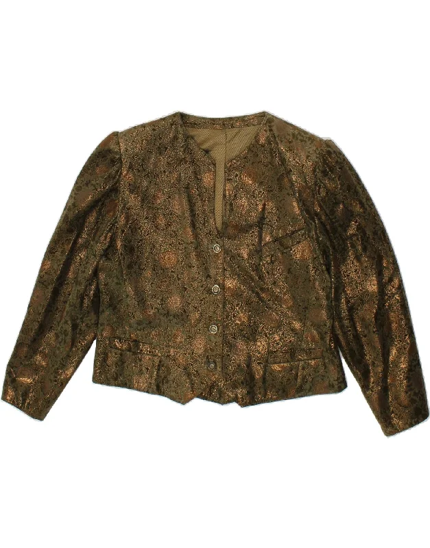 VINTAGE Womens 4 Button Blazer Jacket EU 44 XL Green Floral Corduroy Jacket Velvet Jacket Brocade Jacket