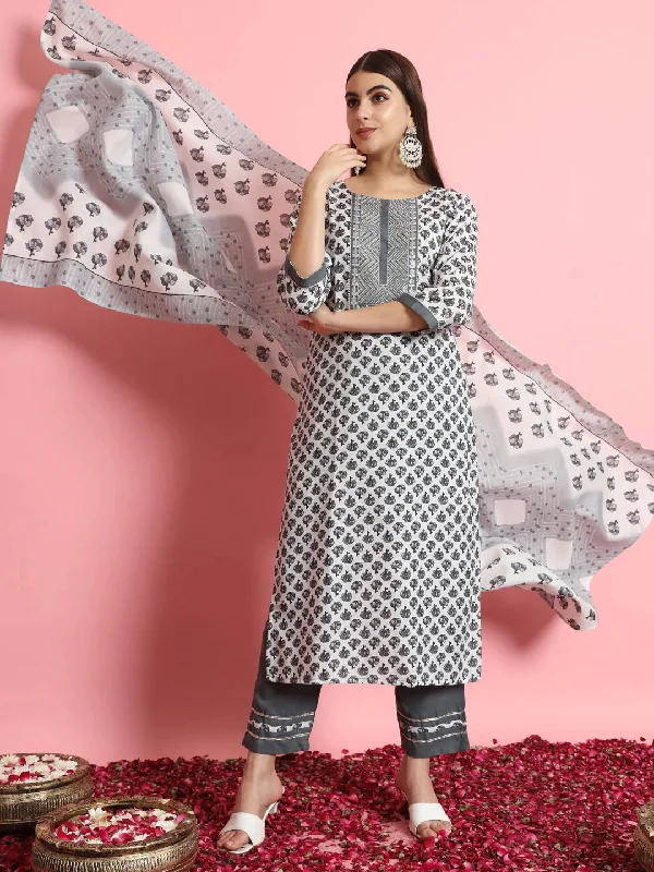 Grey Premium Designer Pant Suit With Embroidery Work Classic Chino Pants