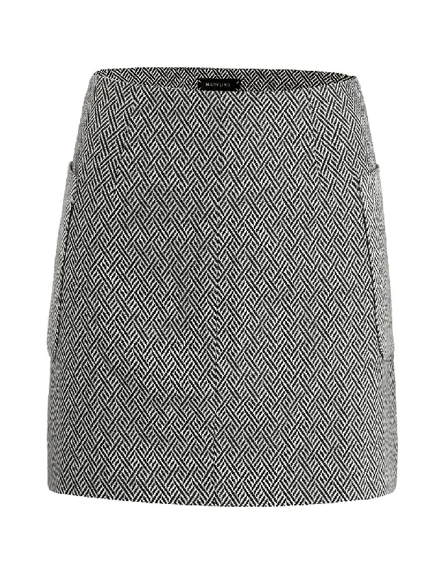 MARYLING Jacquard Knitted Pattern Slim Fit Mini Skirt wool skirt thick