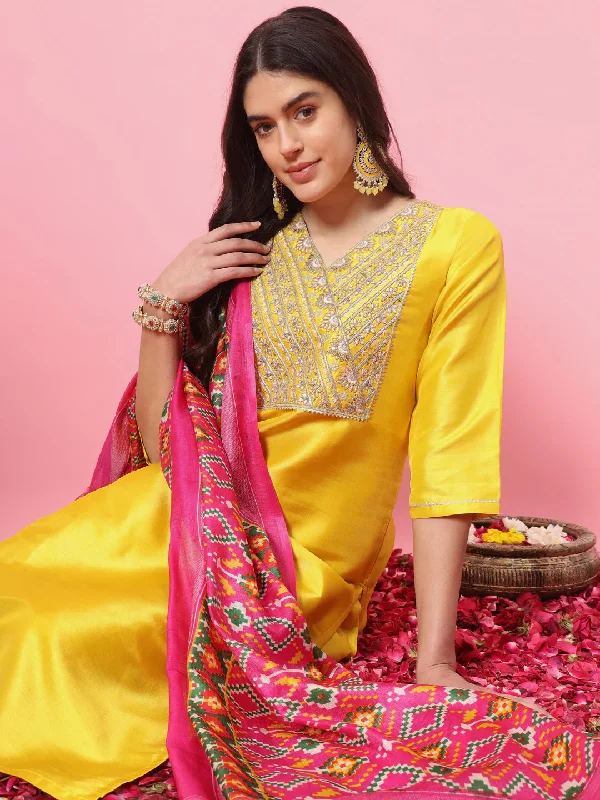Yellow Premium Designer Party Wear Readymade Suit Pant Casual Yoga Pants