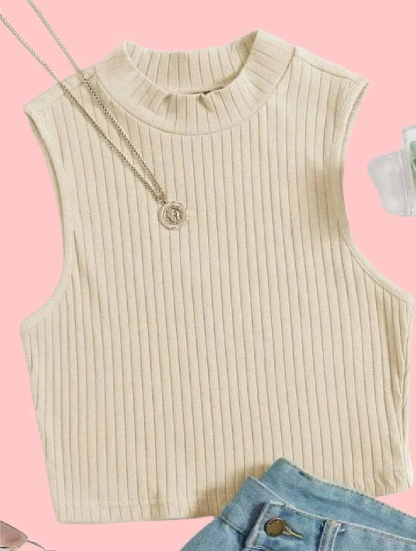 Women Beige Tank Top sequin tank top