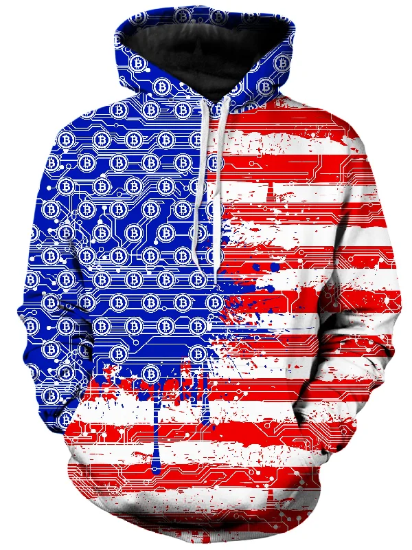Bitcoin Flag Hoodie Hoodie with Button Classic Timeless