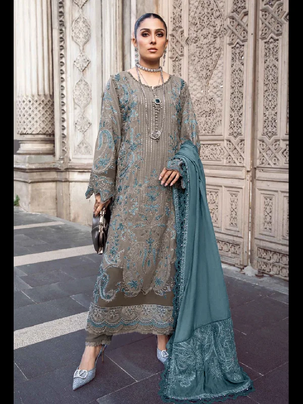 Dark Beige Classy Designer Semi-Stitched Pant Suit Embroidery Work Trendy Tapered Pants