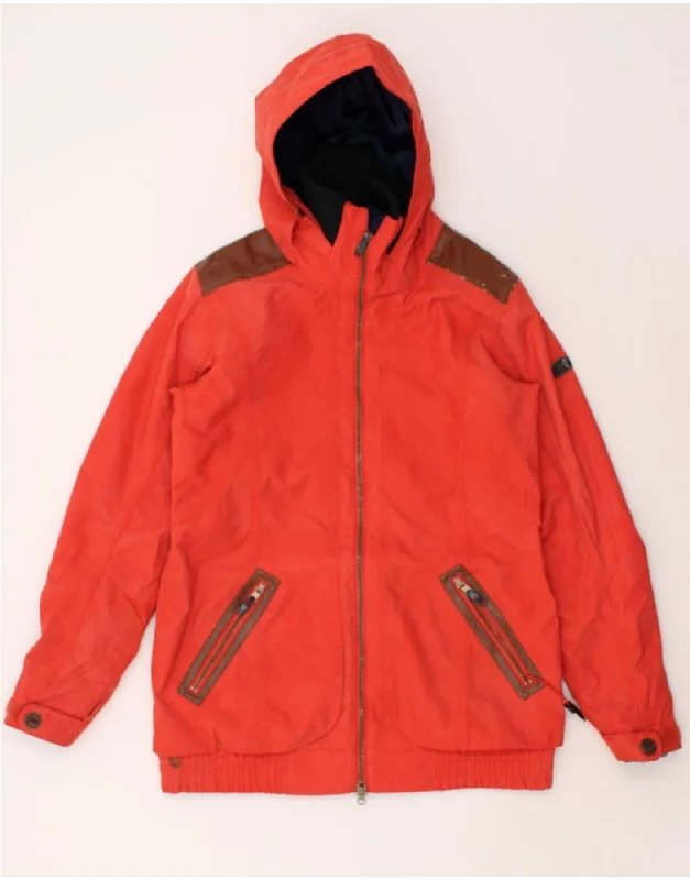 ROXY Womens Hooded Padded Jacket UK 18 XL Red Polyester Wool Jacket Cashmere Jacket Tweed Jacket